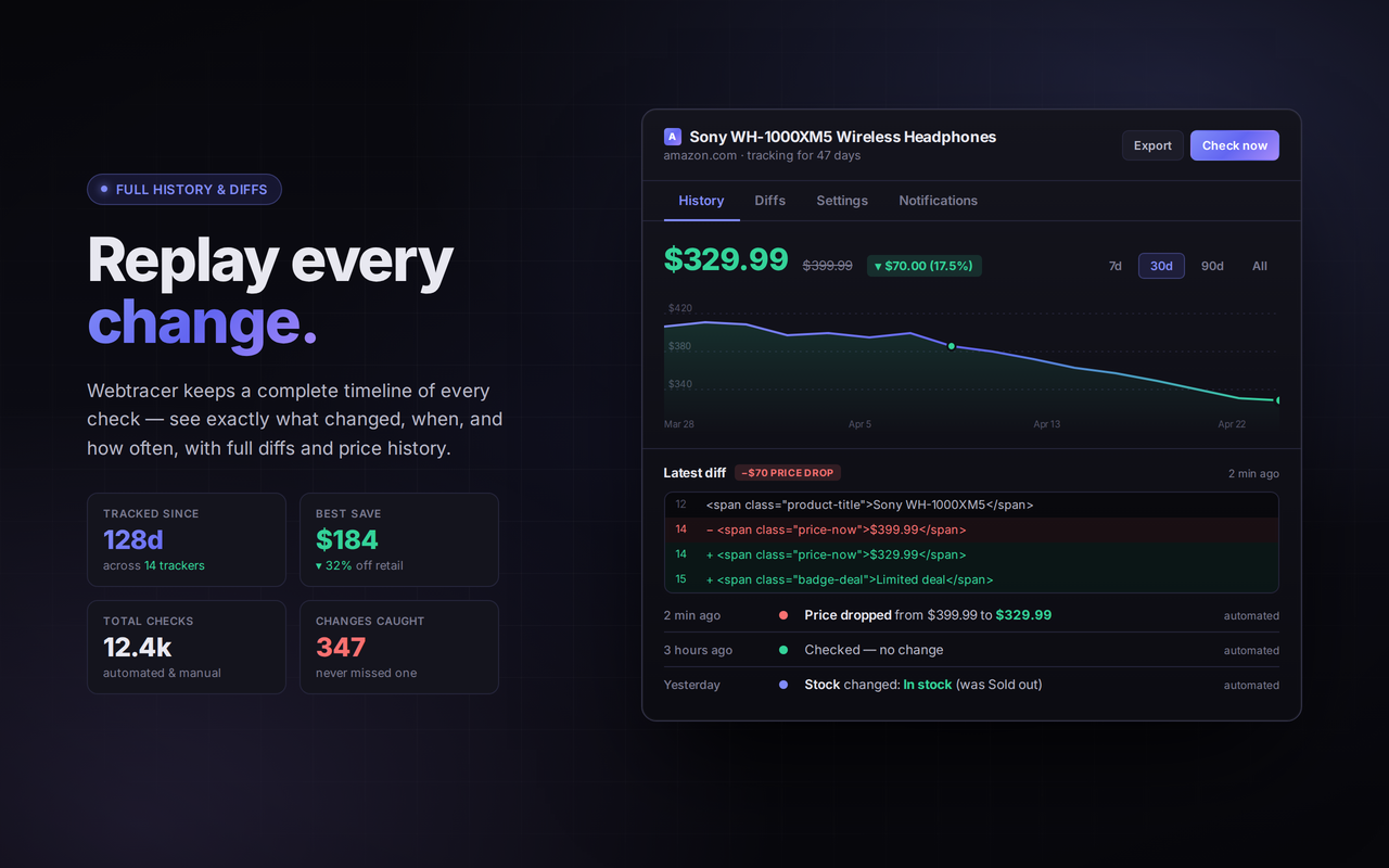 Replay every change — history and timeline view